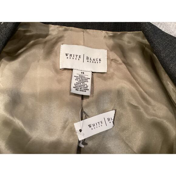 White House Black Market One button Jacket Blazer Gray Stitching Button 14 New - Picture 10 of 11